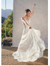 Ivory Lace Tulle Sexy Wedding Dress With Long Train
